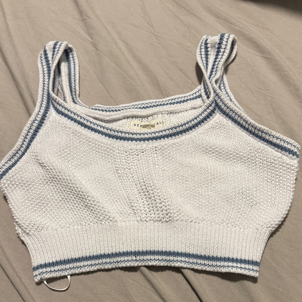 Aeropostale White and Blue Tank Top